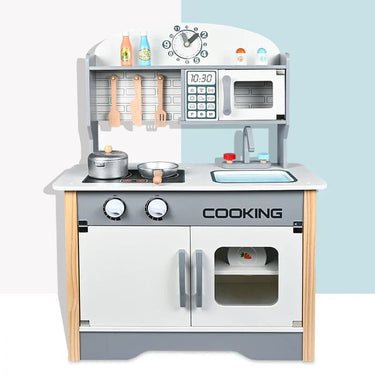 Wooden Pretend Play Kids Kitchen Set - Grey
